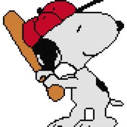 Baseball Snoopy Counted Cross Stitch Pattern