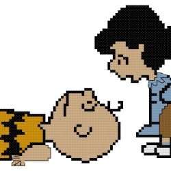Charlie Brown and Lucy from Peanuts Counted Cross Stitch Pattern