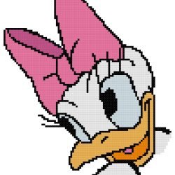 Daisy Duck Face Counted Cross Stitch Pattern