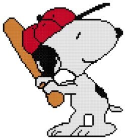 Baseball Snoopy Counted Cross Stitch Pattern