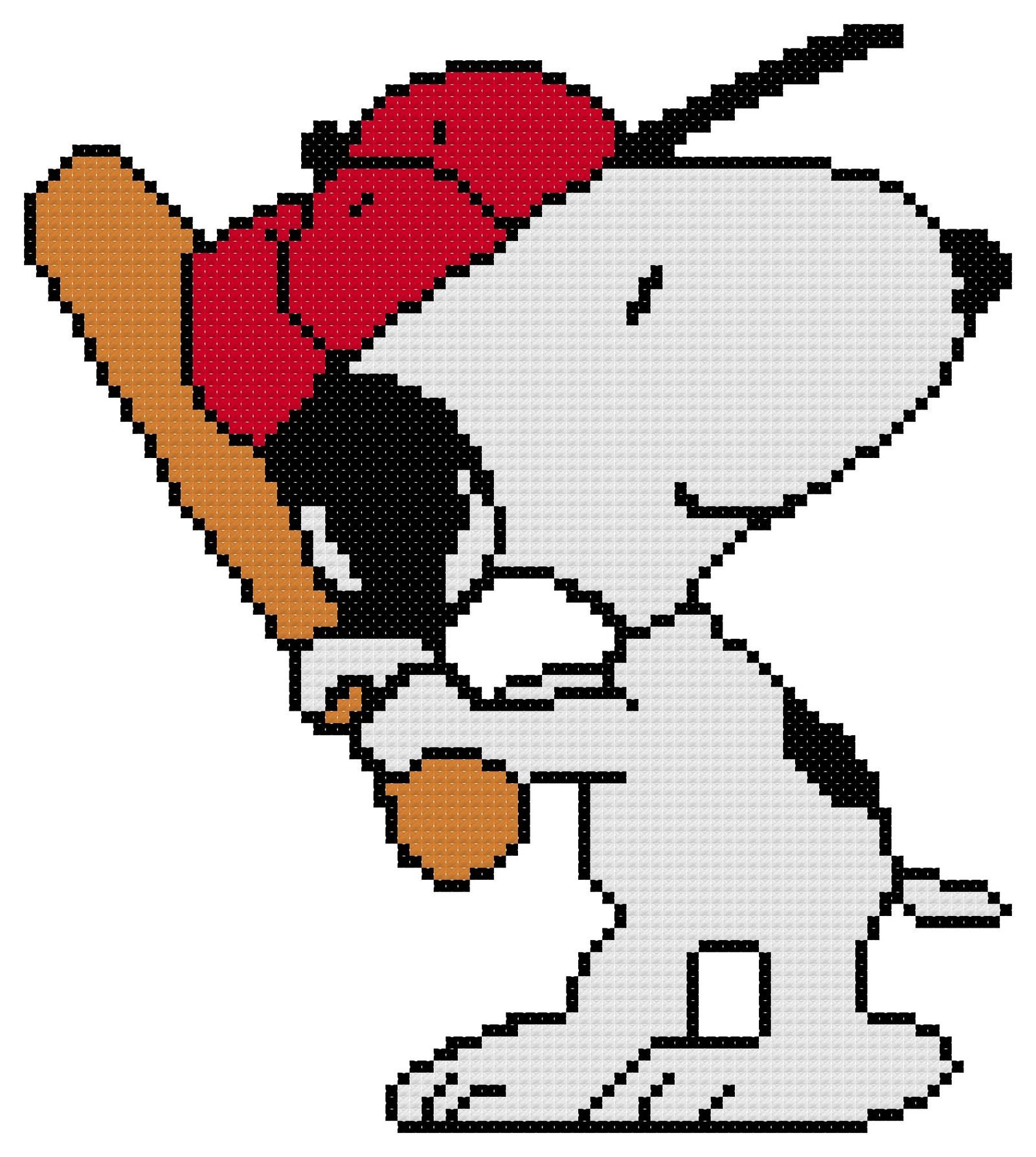 Baseball Snoopy Counted Cross Stitch Pattern