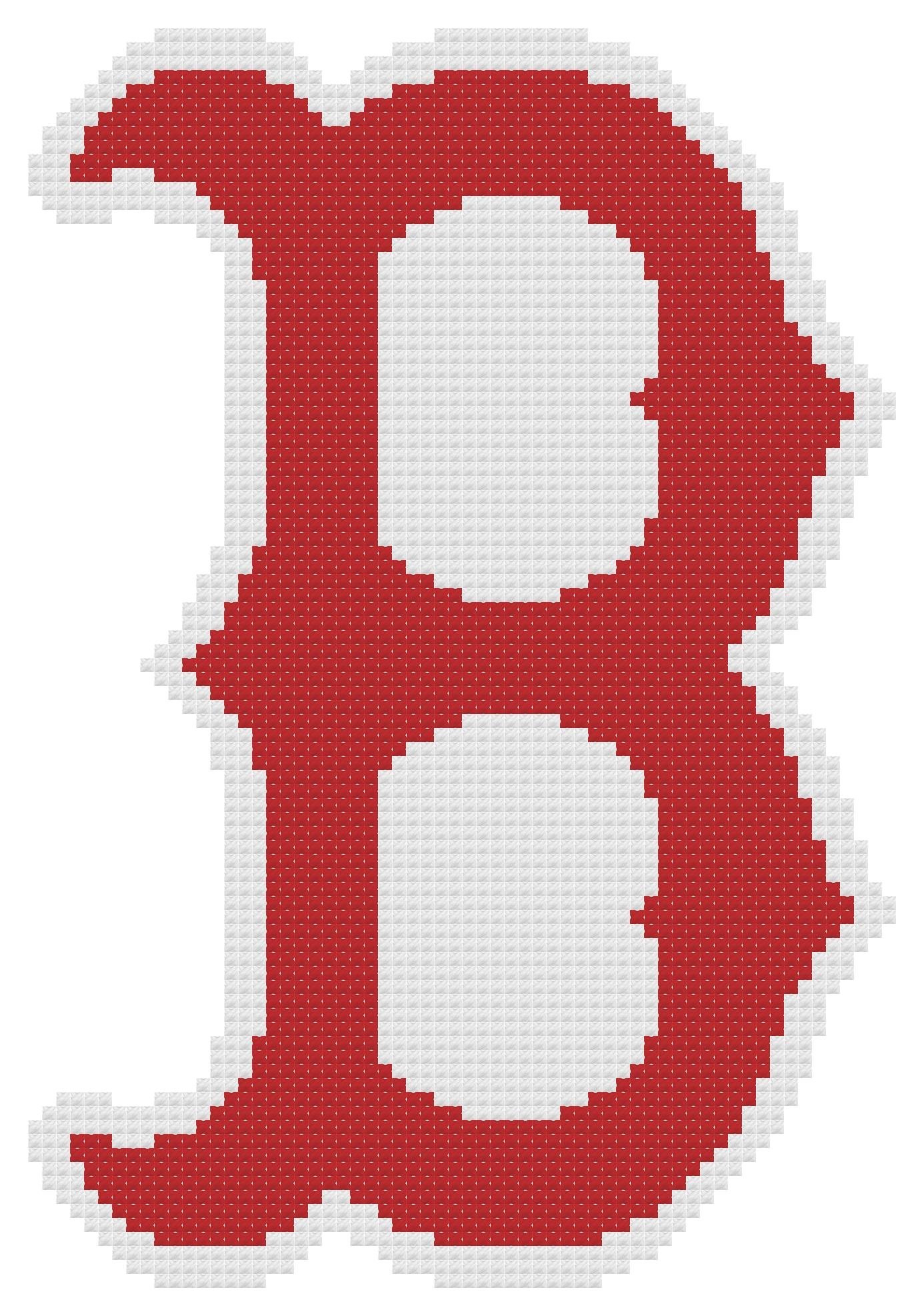 Boston Red Sox "B" Logo Counted Cross Stitch Pattern