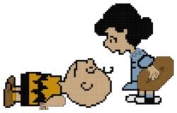 Charlie Brown and Lucy from Peanuts Counted Cross Stitch Pattern