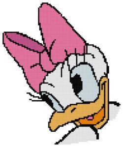 Daisy Duck Face Counted Cross Stitch Pattern