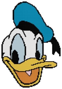 Donald Duck Face Counted Cross Stitch Pattern