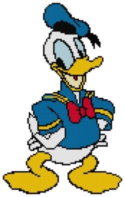 Donald Duck Counted Cross Stitch Pattern