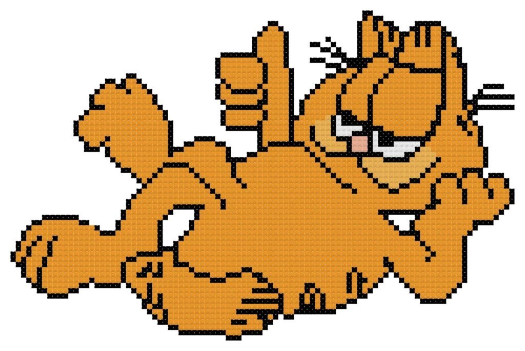 Garfield the Cat Counted Cross Stitch Pattern - The Cross Stitch Guy