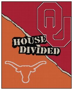 Texas Longhorns - Oklahoma Sooners, House Divided,  Counted Cross Stitch Pattern