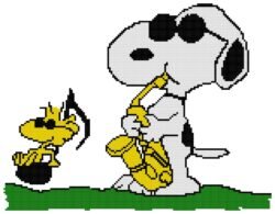 Jazzy Snoopy with Woodstock Counted Cross Stitch Pattern