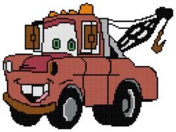 Tow Mater from Cars Counted Cross Stitch Pattern