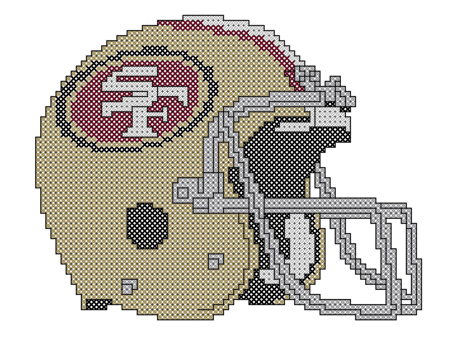 San Francisco 49ers Helmet Counted Cross Stitch Pattern - Image 3