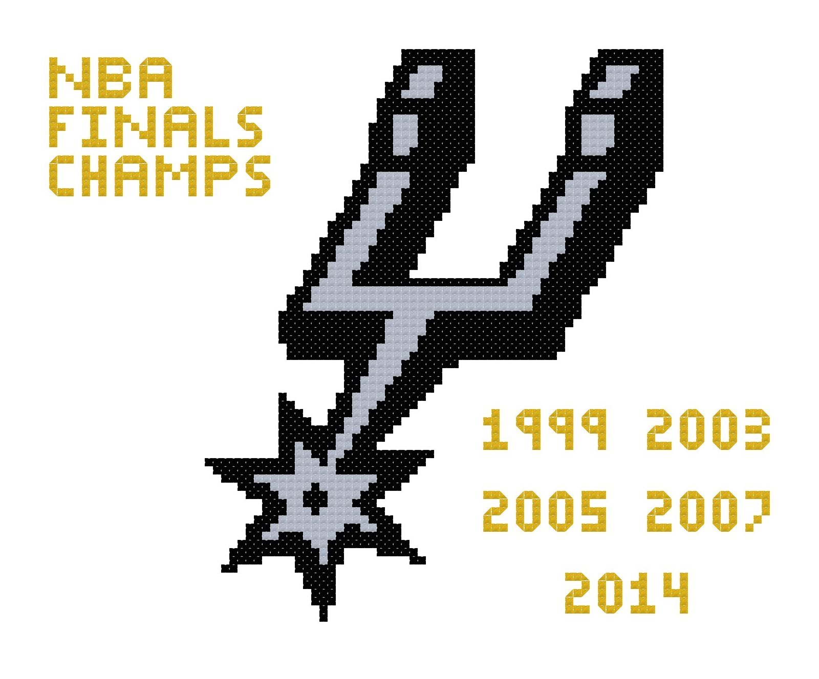 San Antonio Spurs 5x Champs Logo Counted Cross Stitch Pattern