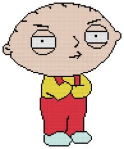 Stewie Griffin from Family Guy Counted Cross Stitch Pattern
