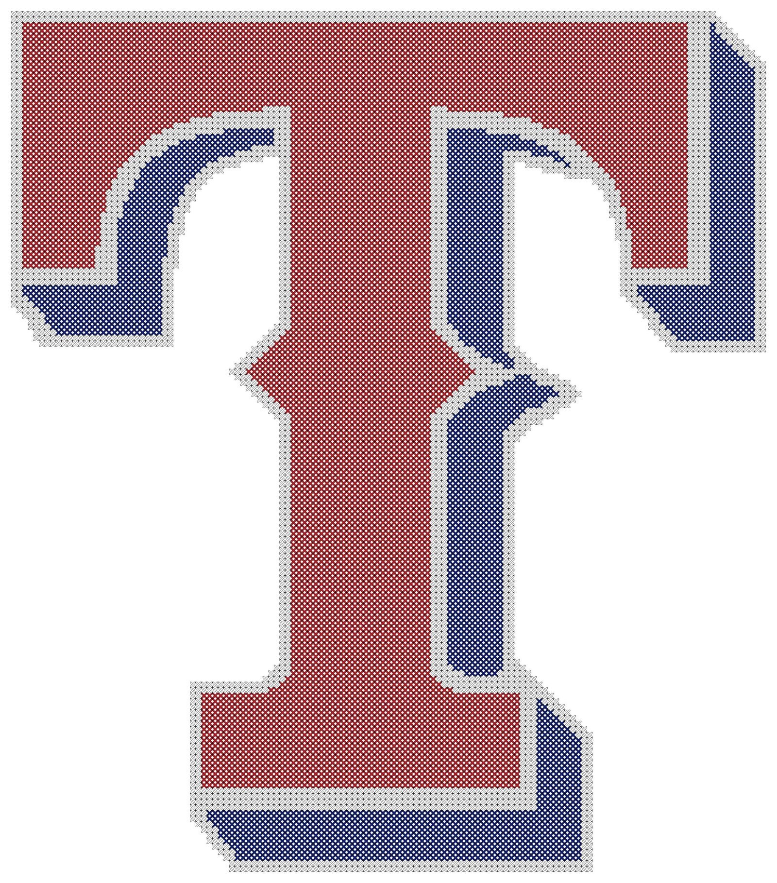Texas Rangers Logo Counted Cross Stitch Pattern - Image 3